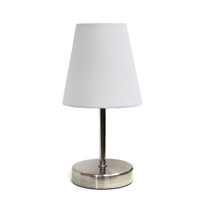 Simple Designs LT1198-WHT 10.5" Stylish Mini Pop of Color Table Lamp, for Living Room, Bedroom, Office, Sand Nickel with White Shade