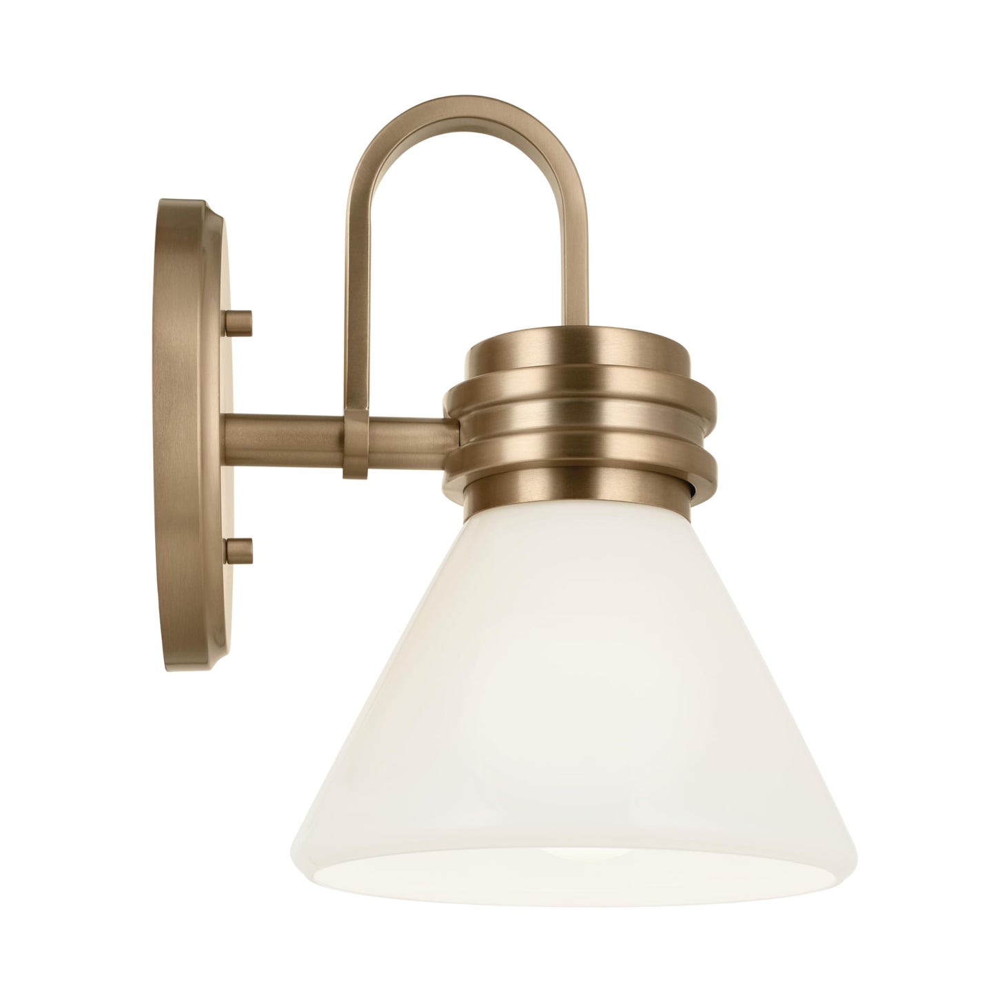 Kichler Farum 9.5 Inch 1 Light Wall Sconce with Opal Glass in Champagne Bronze, for Fireplace, Kitchen, Bedroom, Hallway, or Vanity, (7.25" W x 9.5" H), 55153CPZ