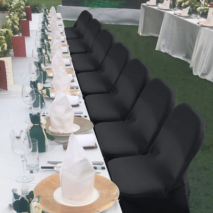 Babenest 100PCS Spandex Folding Chair Covers, Halloween Upgraded Universal Stretch Washable Fitted Chair Slipcovers Protector for Wedding, Holidays, Banquet, Party, Celebration (Black)