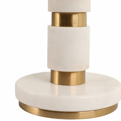 Sagebrook Home 27x14 Stacked Marble Lamp With 2 Pulls, White