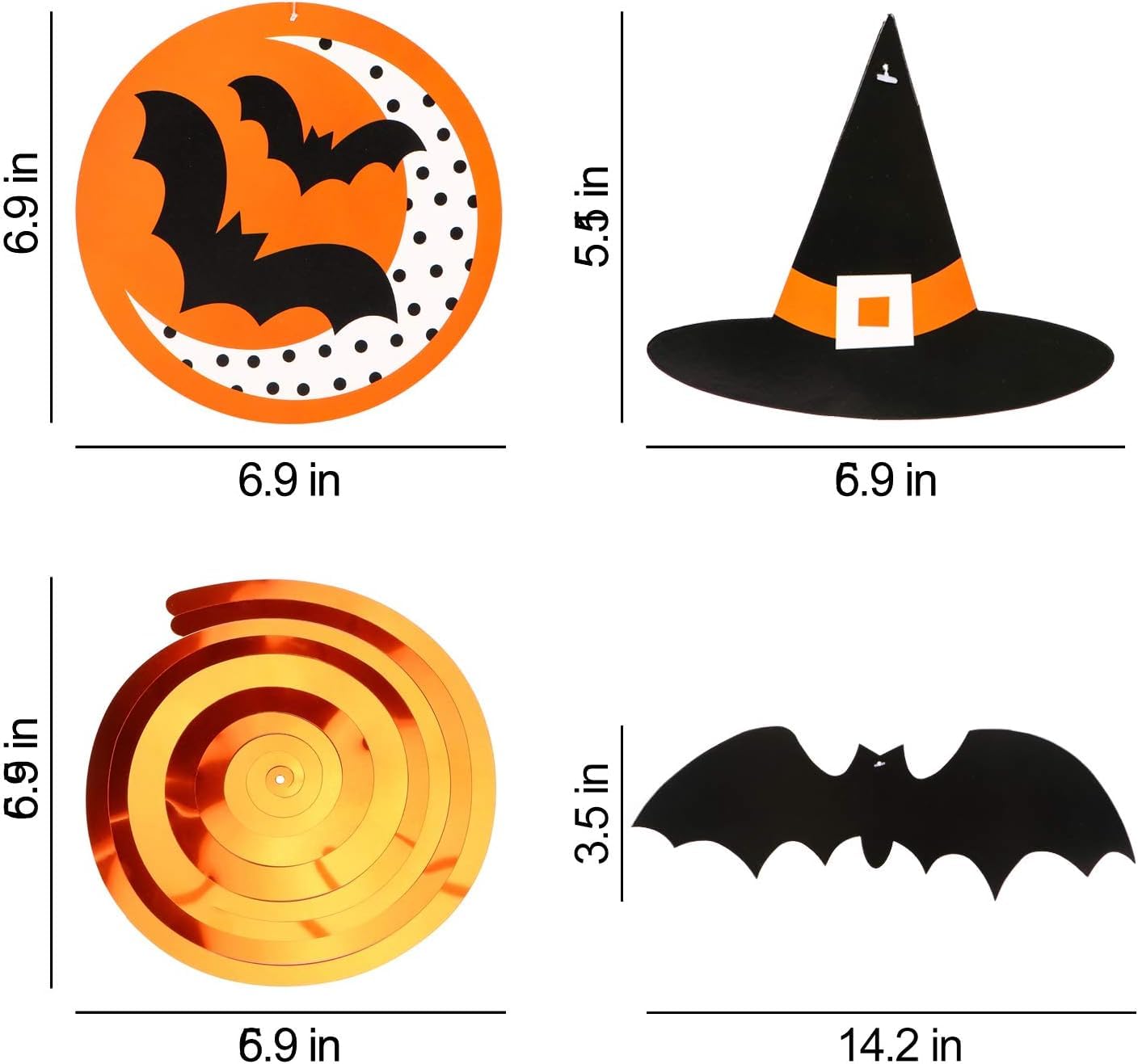 AYOGU 30 Pieces Halloween Decorations Party Hanging Swirl, Witches Hat, Bats, Spider, Ceiling Hanging Party Favor Indoor Decoration Plastic Streamer
