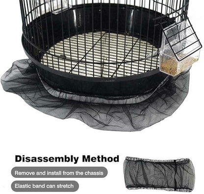 Universal Bird Cage Seed Catcher,Seed Catcher Guard Net Cover,Parrot Nylon Mesh Net Cover,Soft Airy Cage Net Stretchy Skirt for Round Square Cages