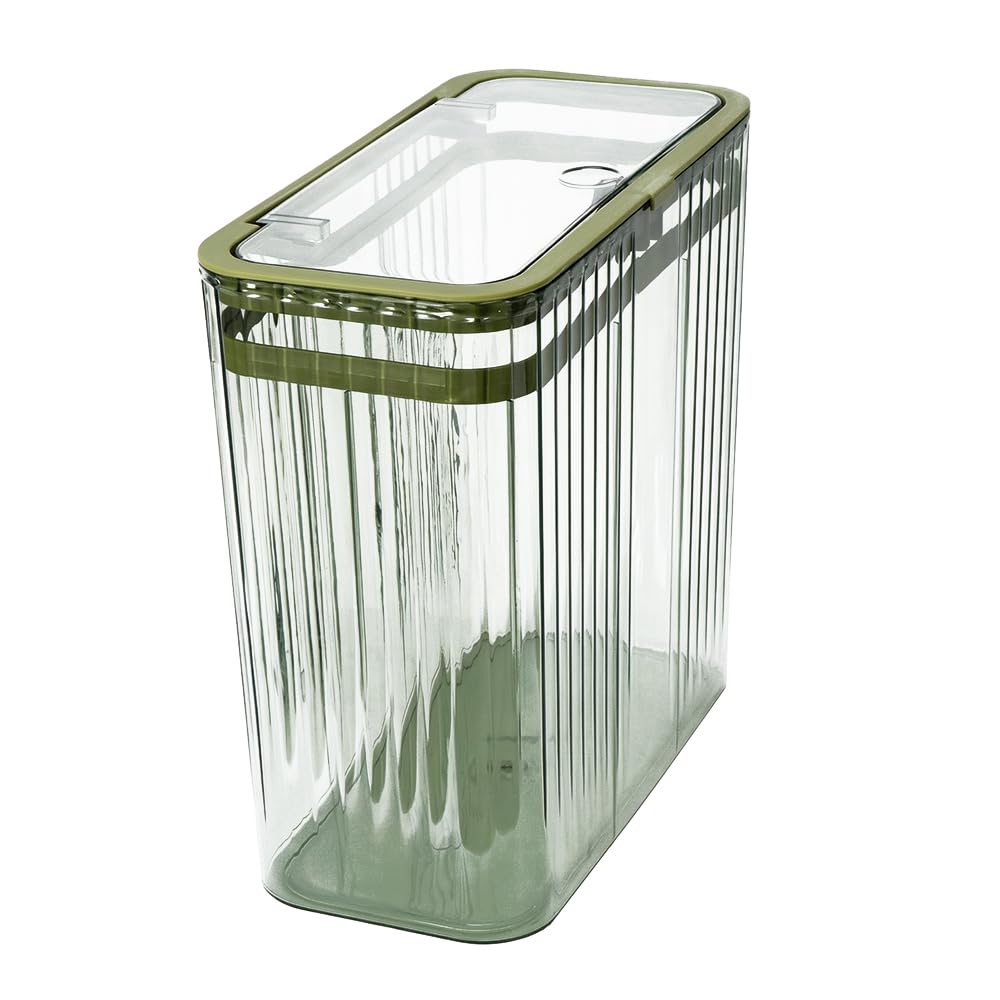 Grtufsat Bathroom Trash Can with Lid3.5 Gallon Garbage Can，for Bedroom, Office, Plastic Slim Waste Basket with Press Top Lid, 15l Clear Trash Bin for Home Slim Trash Bin Clear, Kitchen （Green）