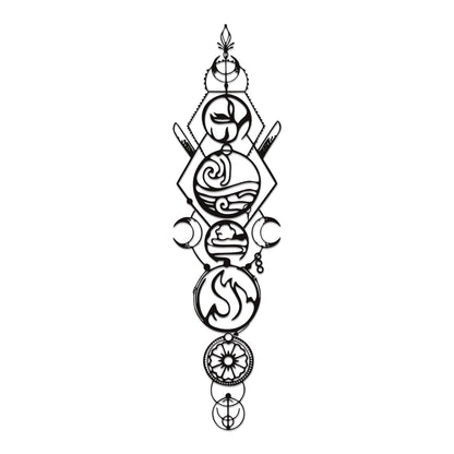 Nature Wall Art - 4-Piece Set Spiritual Four Elements Metal Wall Art (Earth, Air, Fire, Water), Zen & Yoga Wall Decor for Meditation Rooms, Living Room - Waterproof Indoor/Outdoor - Unique Christmas Gift (37.8x10 Inch)