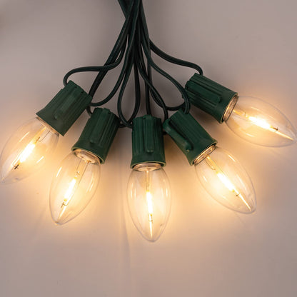 Minetom C9 LED Christmas Light Bulbs, 25 Pack, Warm White, Shatterproof Plastic, E17 Base, Dimmable Holiday Lights