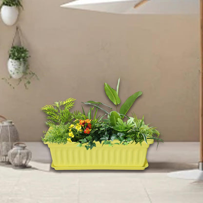 Sdlnklm Rectangular Planter Box for Gardening on Balcony Or Deck, Yellow