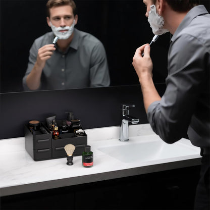 Rasydyn Men's Cologne Organizer with Drawers: Black Men Bathroom Counter Organizer, Dresser Organizer for Shaving Kit, Skincare, Gifts for Men