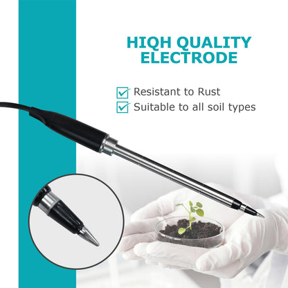 Digital Soil EC Meter 2-in-1 Porfessional Plants EC Temperature Tester Meter with Corded Sensor, Backlight LCD Display, Temperature Compensation, Easy Calibration for Soil Plants Lawn Nutrient Test