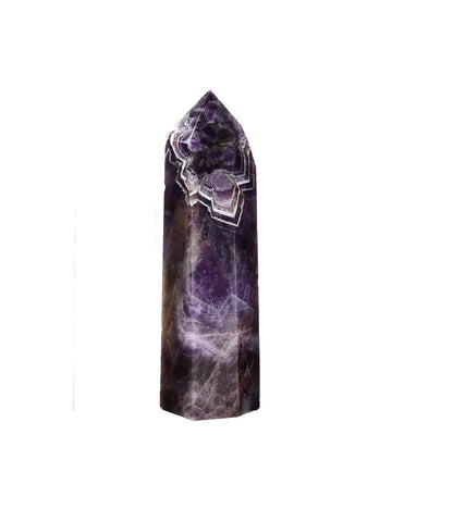 AMOYSTONE Large Crystal Tower Natural Dream Amethyst 6 Faceted Obelisk Healing Crystal Pillar Wand Tumbled Hexagonal Pointed 1-1.7 Lbs Home Décor