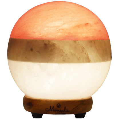 MONSALIS Dual Illumination Salt Rock lamp - Modern Globe Pink White and Grey Design of Salt Lamps with dimmer, Adjustable Glow. 100% Real Himalayan Crystal Round Salt Night Light