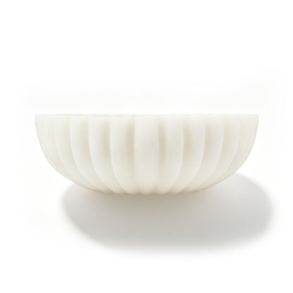 iAmoy White Decorative Bowl, Marble Style Catchall Bowl for Entryway Console Coffee Table Shelf, 10” Scalloped Fluted Decorative Centerpiece Living Room Decor Dresser Organization