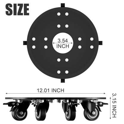 NULTRUMA Plant Caddy with Wheels, 3.0mm Thick Heavy Duty Steel Rolling Plant Stand, 500 lbs Load Capacity, Indoor Outdoor Plant Dolly for 12 Inch Flower Pots, Garden Plant Mover with Casters