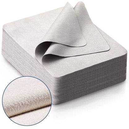 iGeyzoe 100 PCS Glasses Clean Cloth Suede, Lens Clean Cloth for Lenses, Glasses, Screens, Cameras, iPad, iPhone, Eyeglasses (6"x7", 100PCS/Grey)