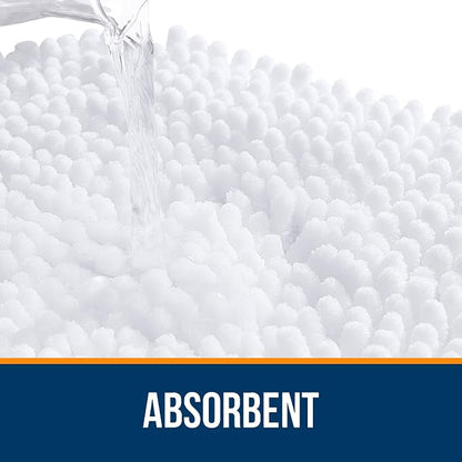 OLANLY Large Bathroom Rugs 40x24, Extra Soft Absorbent Chenille Bath Rugs, Rubber Backing Quick Dry, Machine Washable Bath Mats for Bathroom Floor, Tub and Shower, Home Decor Accessories, White