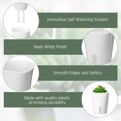Ziliny 20 Pcs 3 Inch Self Watering Pots Self Watering Planters for Indoor Planters Plastic Garden Flower Pots with Level Indicator Vents for Herbs