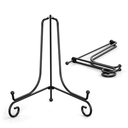 TR-LIFE 4 Pack Plate Stands for Display - 10 Inch Plate Holder Display Stand + Metal Easel Stand for Picture Frame, Decorative Plates, Book, Photo, Collectibles (4 Pack)