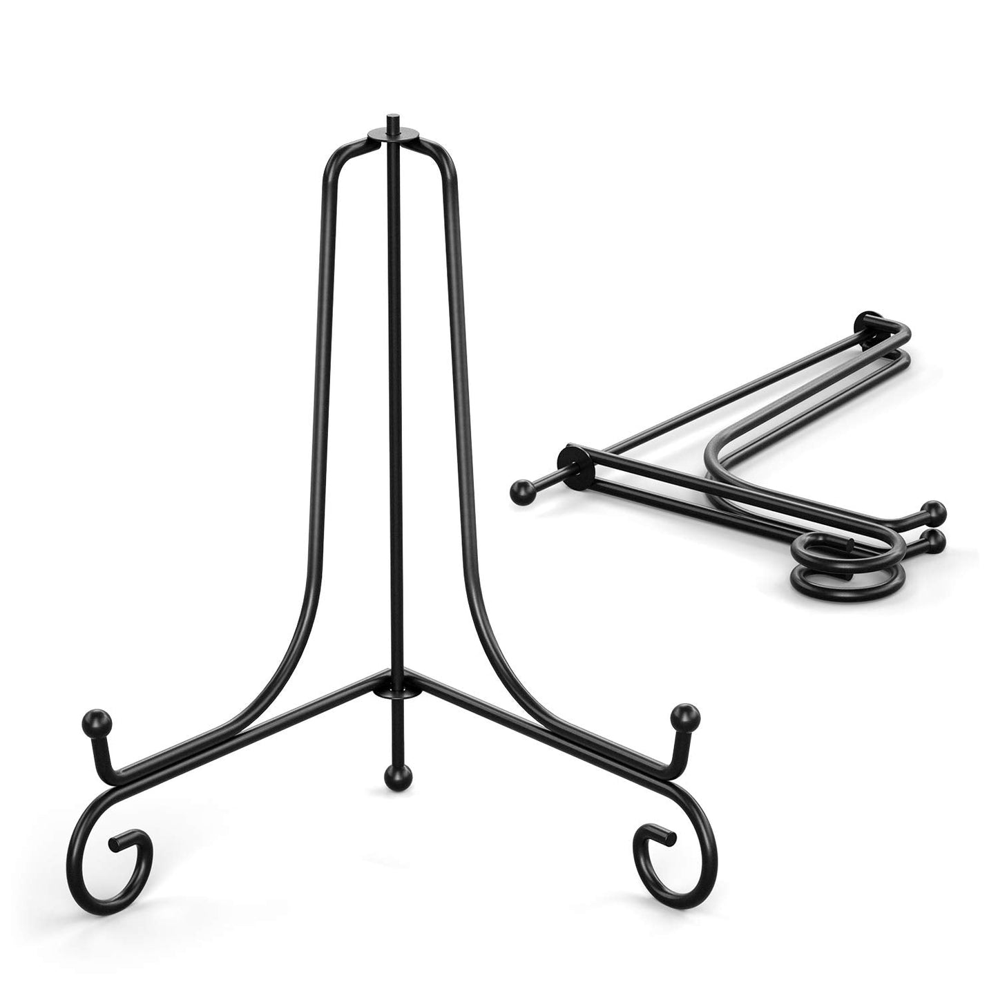 TR-LIFE 4 Pack Plate Stands for Display - 4 Inch Plate Holder Display Stand + Metal Easel Stand for Picture Frame, Decorative Plates, Book, Photo, Collectibles (4 Pack)