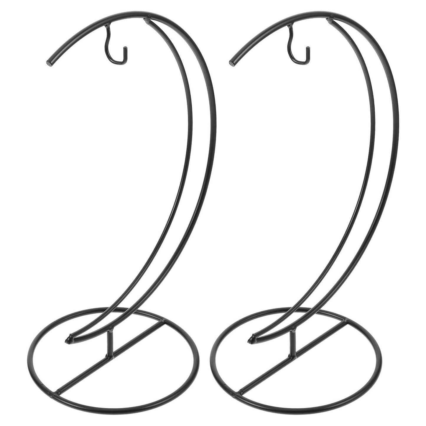 TOPPERFUN 2pcs Moon-shaped Hanging Hook Black Metal Plant Stand Terrarium Holder for Indoor Air Plant Display and Handmade Glass Globe Vase Hanger