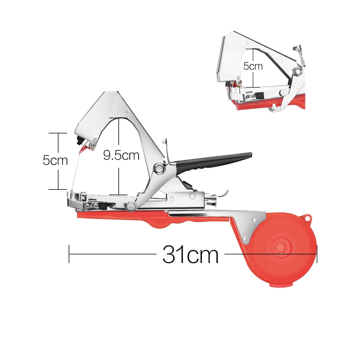 Yolando Plant Tying Machine Tape Tool for Tomatoes Peppers Grapes Cucumbers and Vining Vegetables Quickly and Easily Tie, Great for Gardeners Farmers, with Tapes, Spare Parts, Staples - Red