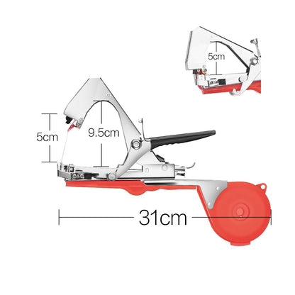 Yolando Plant Tying Machine Tape Tool for Tomatoes Peppers Grapes Cucumbers and Vining Vegetables Quickly and Easily Tie, Great for Gardeners Farmers, with Tapes, Spare Parts, Staples - Red