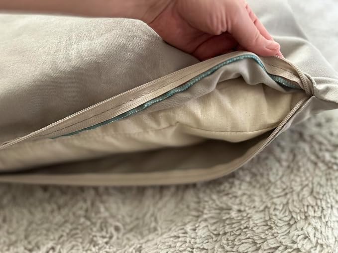 Natural Cotton Canvas Dog Bed – Raw Cotton Filled Pet Cushion Insert, Breathable Eco-Friendly Dog Mattress, Durable Washable Cover with Zipper (Gray, X Large 53"x36"x5")