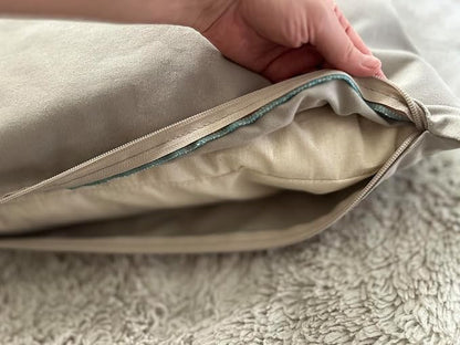 Natural Cotton Canvas Dog Bed – Raw Cotton Filled Pet Cushion Insert, Breathable Eco-Friendly Dog Mattress, Durable Washable Cover with Zipper (Gray, X Large 53"x36"x5")