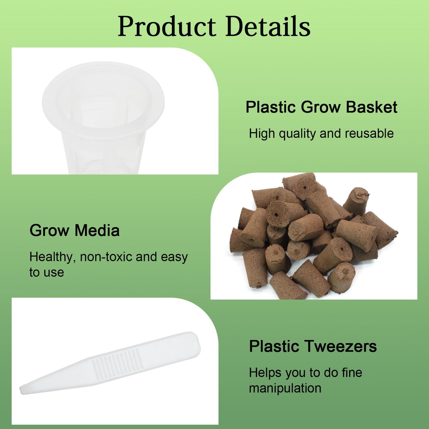 vibedor 62 PCS Hydroponic Seed Growing System Hydroponic Growing Kit, 30 Hydroponics Plant Baskets and 30 Grow Sponges Pods, 2 Tweezers for Ourdoor Use and Garden Indoor