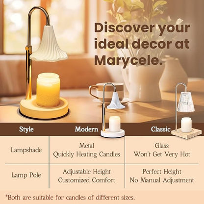 Marycele Candle Warmer Lamp with Timer, Candle Wax Warmer Flower Lamp Dimmable, Birthday Day Gifts for Mom Women, Home Fragrance Accessories for Dorm Room Decor