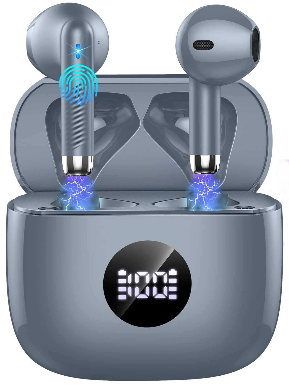 Wireless Earbuds, Bluetooth 5.3 Ear Buds LED Power Display Headphones Bass Stereo, Bluetooth Earbuds in-Ear Noise Cancelling Mic, 40H Playback Mini Case IP7 Waterproof Sports Earphones for Android iOS