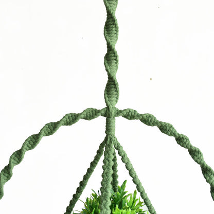 Macravine 2-Pack Handcraft Plant Hanger with Circular Ring, Hobo Art Planter Holder for Window, Macrame Plant Hanging Round, 2 Size 11.8"*23.6, 11.8 * 31.5", Green Color （No Pot and Plant Included