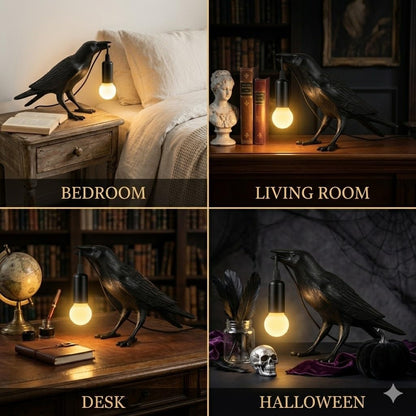 OVANUS Crow Lamp Gothic Decor, Raven Table Lamp with Adjustable Brightness, Dark Academia Aesthetic Night Light for Bedroom, Halloween Black Bird Lamp, Unique Gift