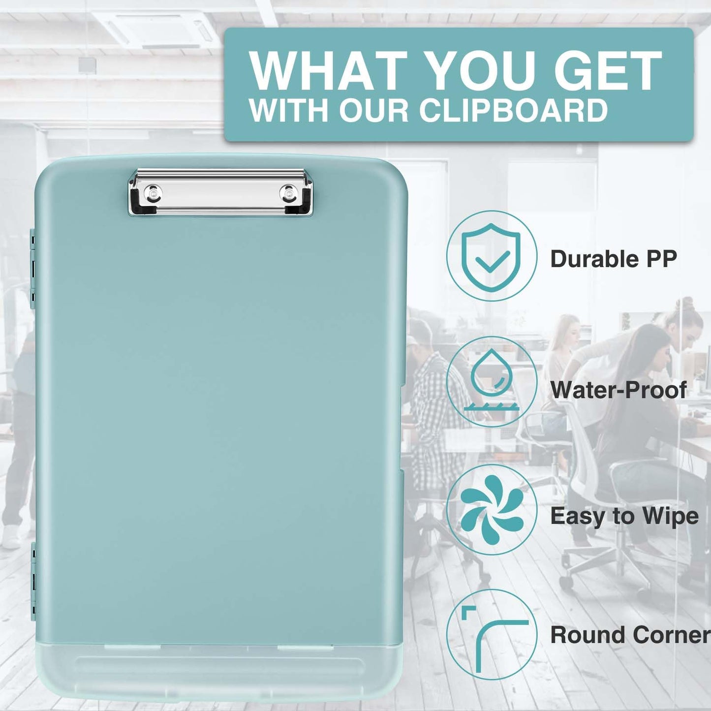 Sooez Clip Boards 8.5x11 with Storage, High Capacity Storage Clipboard, Nursing Clipboard Folder with Pen Holder, Heavy Duty Plastic Clipboard with Low Profile Clip, Clipboard Binder for Teacher, Work