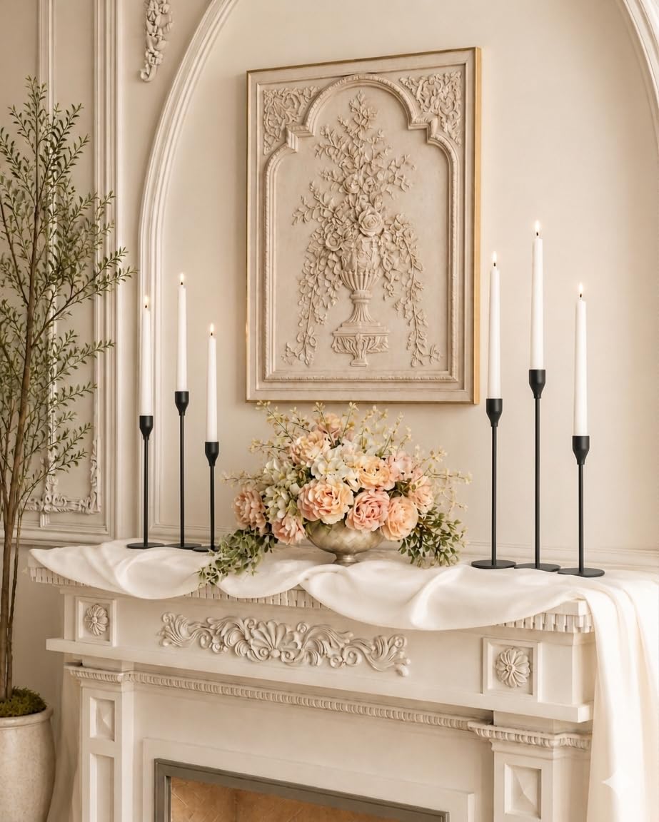 NLBTW Matte Black Taper Candle Holders, Set of 3 Metal Candlestick Holders for Candle Sticks Holder Decor, Ideal for Mantle Table Centerpiece, Weddings, Dining, Housewarming Gift & Anniversaries