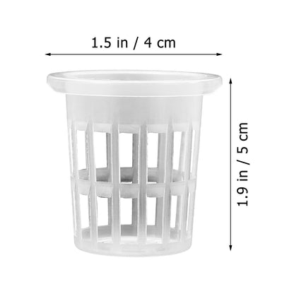 Angoily 1.5" Net Pots, 50PCS Plastic Hydroponic Net Pots Mesh Planter, Garden Hydroponic Nursery Baskets, White Planting Nursery Grow Basket Supplies, Flower Pot Cup