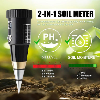 METINFUS Soil PH Meter, Soil Moisture Sensor Meter, Soil PH Tester Gardening Tool Kits for Plant, Tree, Soil Tester for Moisture Great for Garden, Lawn, Farm, Indoor & Outdoor Use