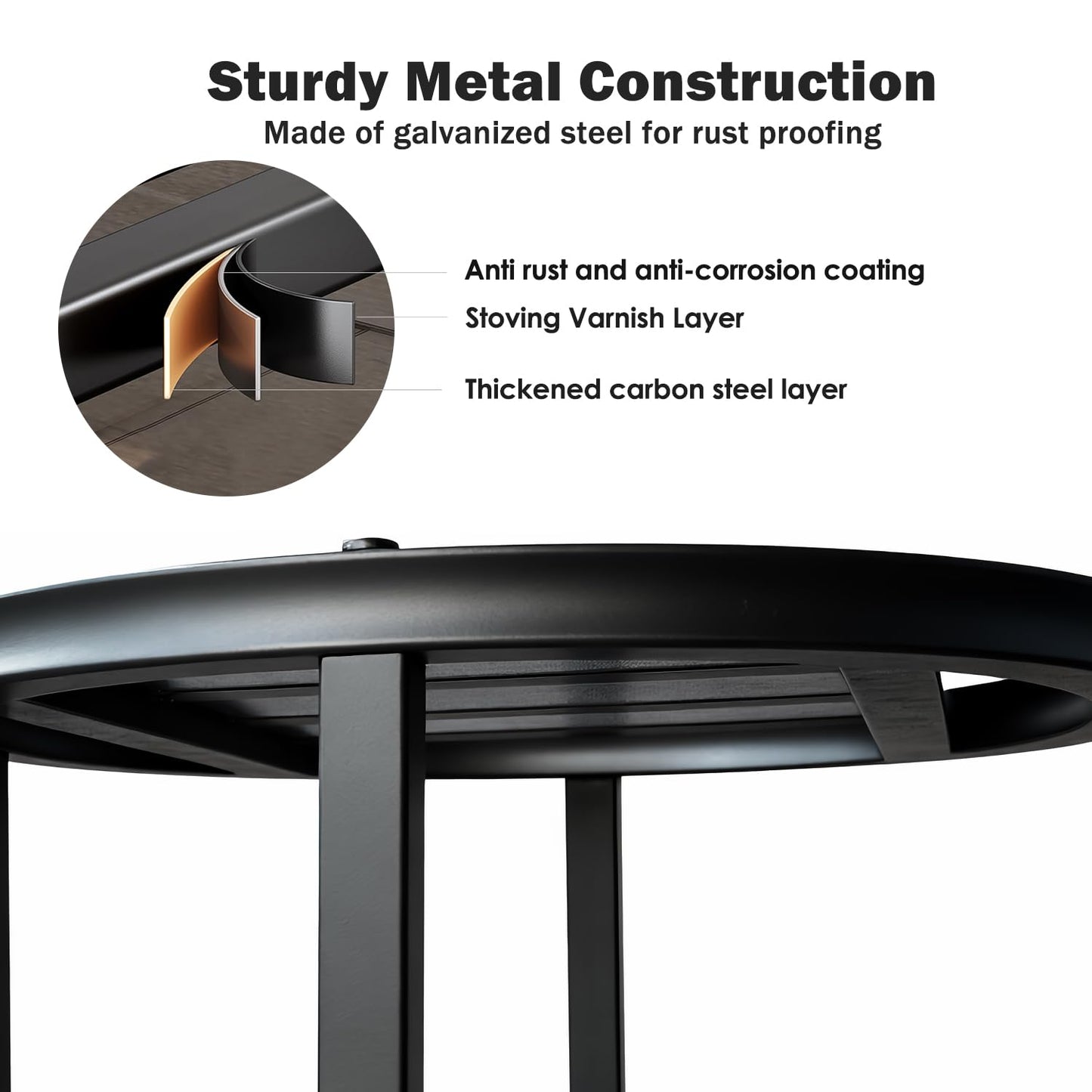Hongsane Plant Stand Indoor Outdoor,13 Inch Round Metal Plant Stands Riser,Heavy Duty Wrought Iron Pedestal Holders for Large Flower Pot,Outside Rust-Proof Black Flower Display Shelf for Patio,2-Pack