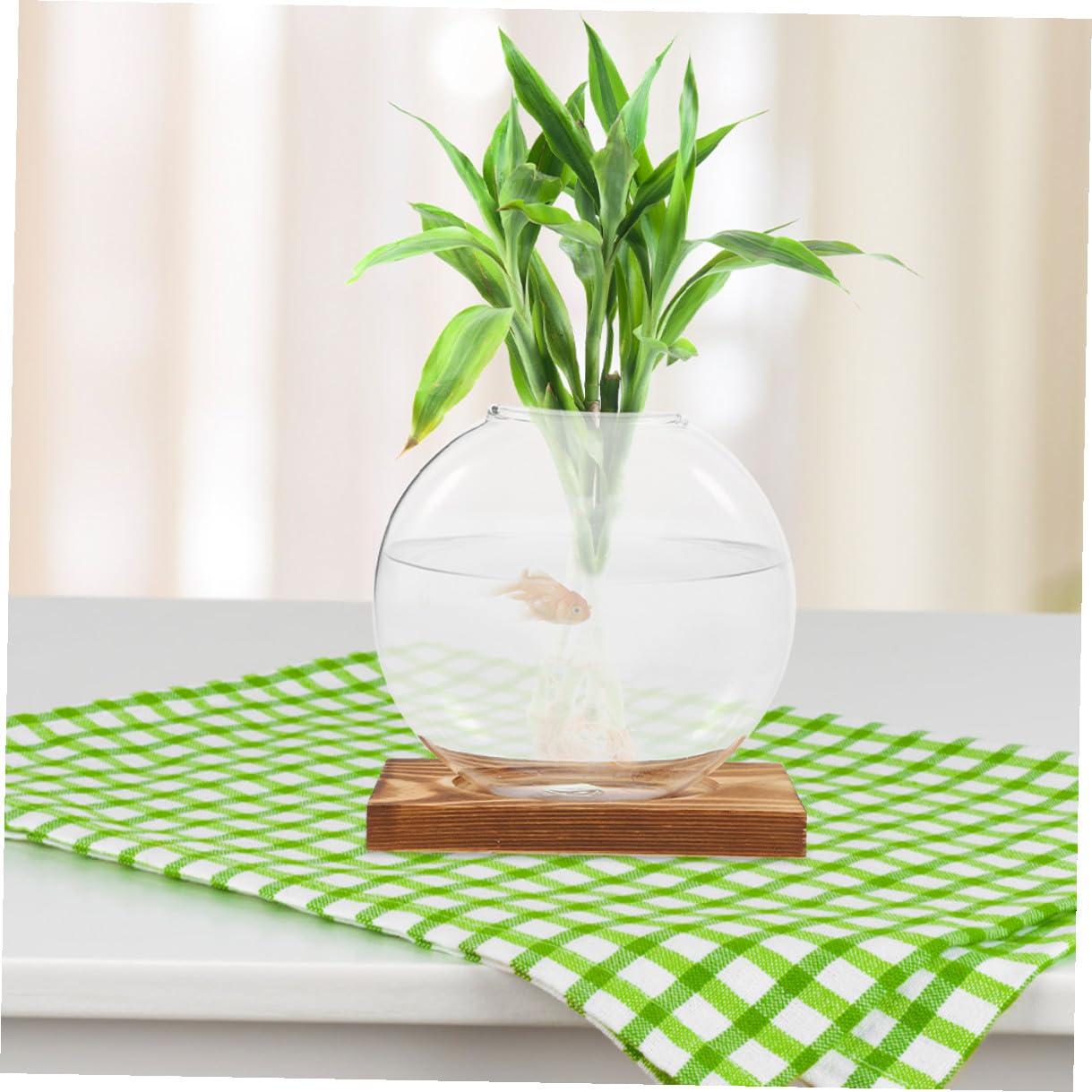 EPIGEIST 2pcs Hydroponic Glass Vase Containers with Wooden Base, Plant Terrarium for Indoor Propagation, Desktop Hydroponic Plant Vase for Home and Office Décor