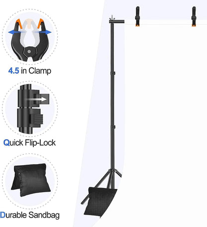 EMART Backdrop Stand, 20x7ft(WxH) Large Adjustable Background Support System with 308° Angle Rotatable Connector, 8 Clamps, 3 Sandbags and Carry Bag for Parties, Wedding, Photography Studio