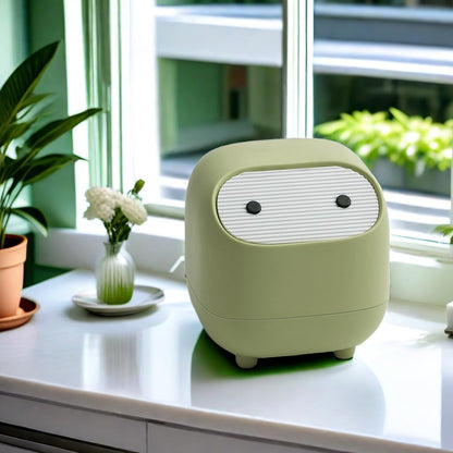 AIWE7D Small Desktop Trash Can with Lid for Desk Trash Cans Cute Mini Garbage Bin Press-top Wastebasket for Office Countertop Coffee Table Desk (LightGreen)