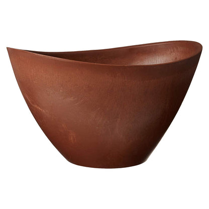 PSW Pot Collection YB41TCB Plastic/Stone/Wood Composite Curved Planter Pot – No Drainage Hole (Drillable), for Indoor and Outdoor Plants and Gardens, 16-inch, Terra Cotta Color