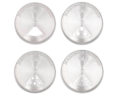 Mason Jar Lifestyle Adjustable Spice Shaker Lids for Regular Mouth Mason Jars – 4 Pack Stainless Steel Tops with Shaker and Pour Options – Seasoning Dispenser Lids