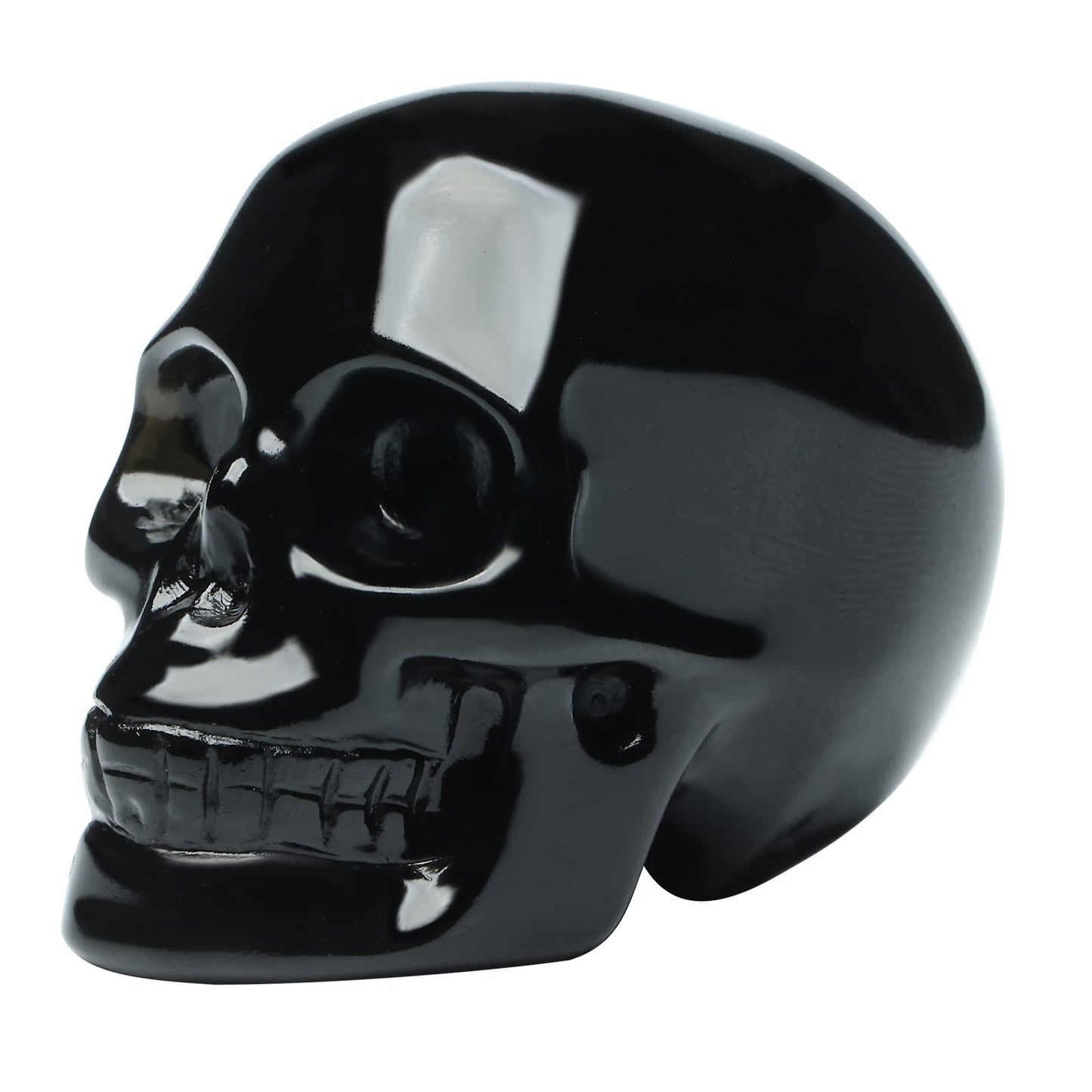 Bmuafry 2''Natural Black Obsidian Crystal Skull Head Hand Carved Reiki Healing Stone Statue Healing Home Office Art Room Decoration
