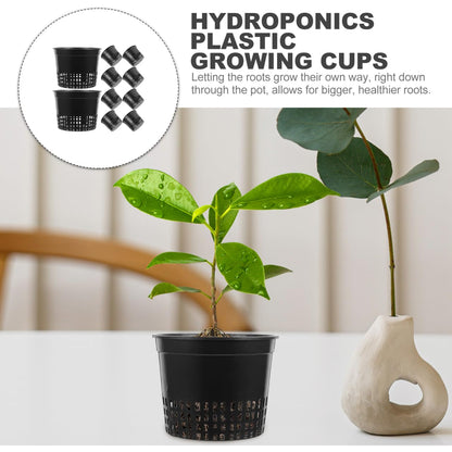 DOITOOL 5 Inch Hydroponic Mesh Basket, 10pack Hydroponic Net Pots, Slotted Mesh Net Cups, Self Watering Baskets Pots for Aquaponics Orchids Indoor Outdoor Growing Plants (Black)