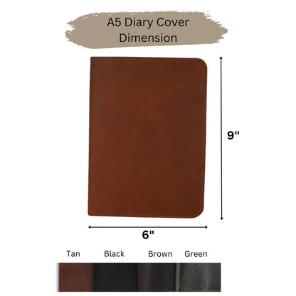 CestAntiQ, Leather Journal Cover | (5.75"x8.25") Notebook Medium A5 | Refillable Cahier | Leather Bound Journal cover for Travelers Writers | Gift for Anyone (Brown)