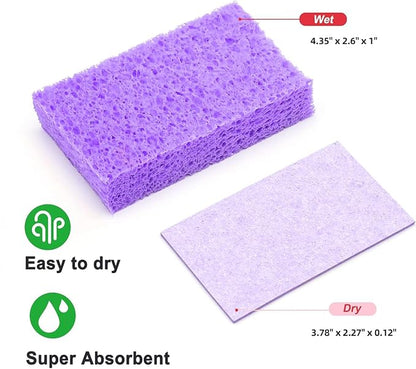 36 - Pack Non-Scratch Scrub Sponges - Sponges for Dishes and Washing Dishes, Cleaning Sponges for Kitchen Home and More（Purple）