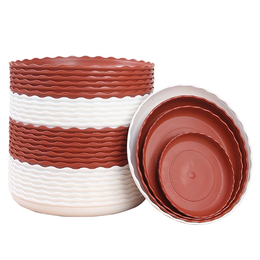 UUYYEO 10 Pcs Plastic Round Plant Saucers Flower Pot Drip Trays Flower Pot Base Plate Trays for Garden Indoor Outdoor L