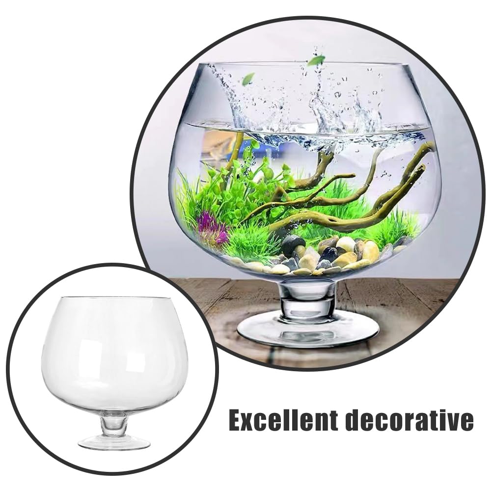 BESPORTBLE Glass Fish Bowl Vase - Clear Bubble Planter Terrarium Fish Bowl Wine Goblet Shaped Vase Transparent Hydroponic Bulb Floral Container