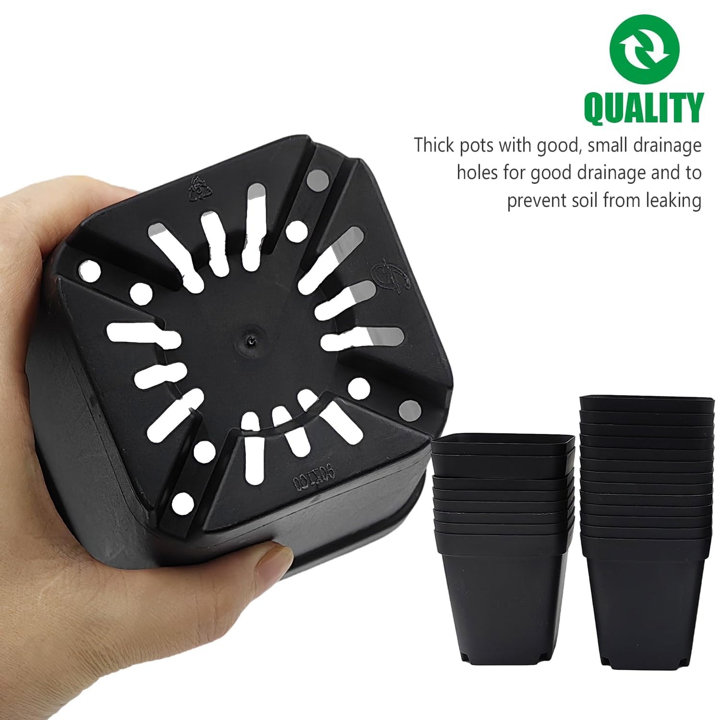 RooTrimmer 3.5 inch (9CM) Square Nursery Pots 60pcs, Sturdy Seedlings Trays 5 Pcs, Seeds Starter Germination Tray, Microgreenings Planter Nursery Propagation 5 Sets
