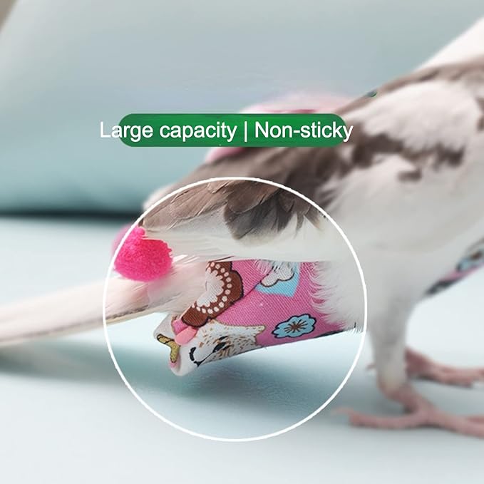 Bird Flight Suits Diapers, Parrot Flight Suits Diapers for Monk Parakeets, Cockatiels Flight Suits, Parrot Clothes, Bird Training Nappy Suit Liners Clothes (XS, Red-B)