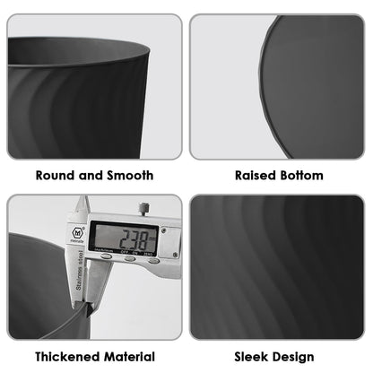 YGJT Small Trash Can, 3 Pack 1.8 Gallons Bathroom Trash Can, Slim Waste Basket, Round Garbage Can, Plastic Trash Bin for Kitchen, Dorm, Bedroom, Office, Living Room, Study, Compact Spaces(Black)